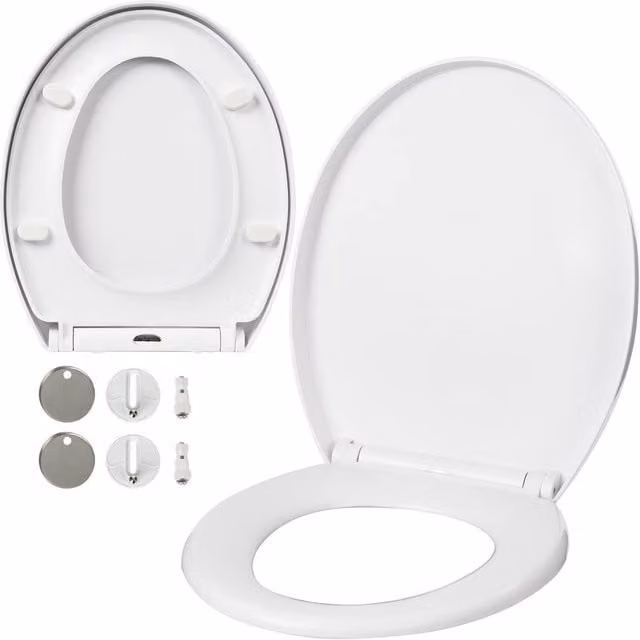 LIVIVO Oval Soft Close Toilet Seat with Quick Release Button, White