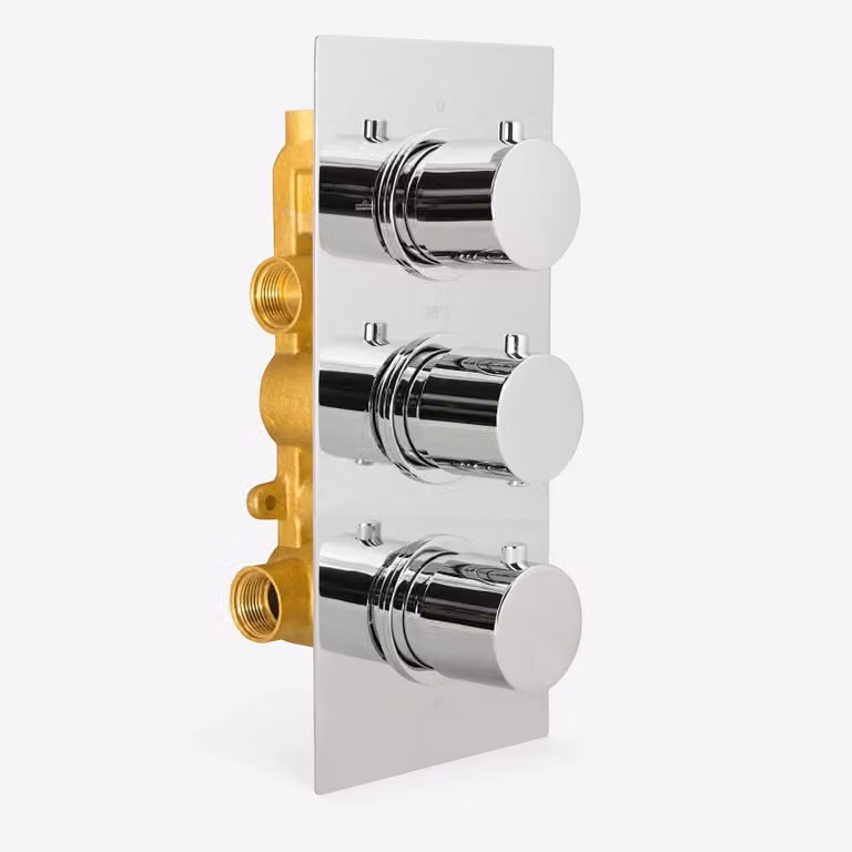 Nes Home Lilly Concealed Thermostatic Mixer Shower Set with 3-Way Dial and Handheld Shower in Silver