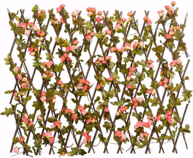 Berkfield Home Artificial Ivy Trellis Expandable 5 Piece Set in Pink