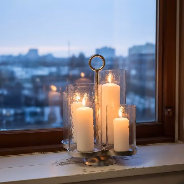 Orsina Verve 4-Light Silver Metal Candle Holder for Taper and Pillar Candles