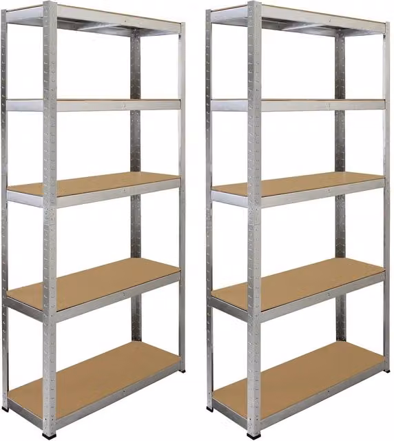 Monstershop Galwix Freestanding Steel Shelving Unit, Silver, H 180 x W 90 x D 30 cm