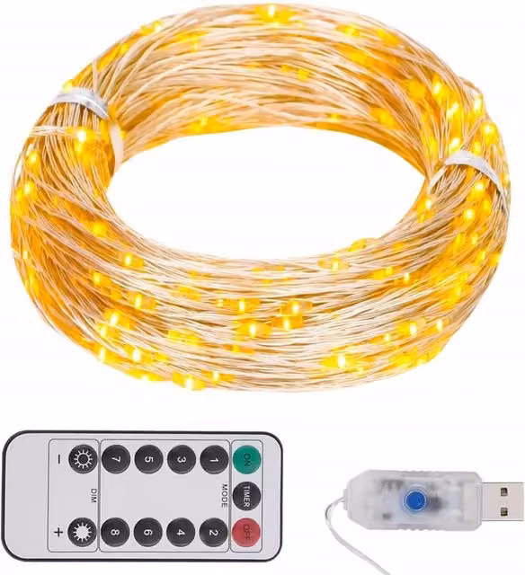 Berkfield Home Warm White LED String Light with 150 LEDs and Remote Control, 15 m, Copper