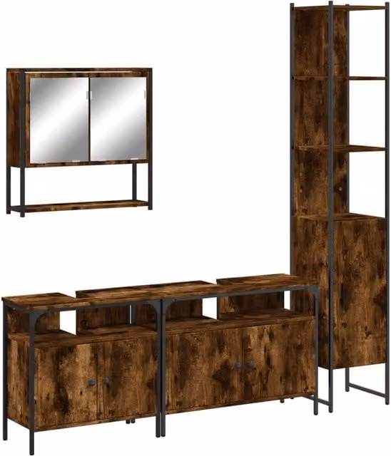 Berkfield Home 4 Piece Industrial Bathroom Furniture Set in Smoked Oak Brown