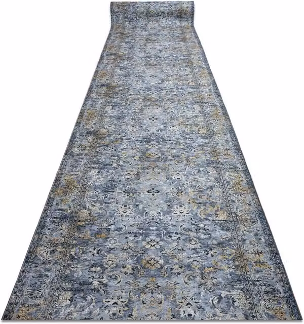 RugsX Lotus Anti-Slip Grey Oriental Vintage Runner, W: 60 cm, L: 380 cm