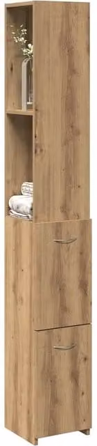 Berkfield Home Artisan Oak Bathroom Cabinet in Brown, W/D/H: 25 x 25 x 170 cm