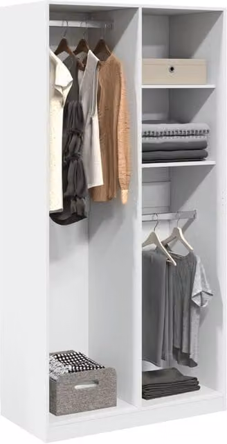 Berkfield Home White Minimalist Wardrobe with Hinged Doors, W/D/H: 100 x 50 x 200 cm