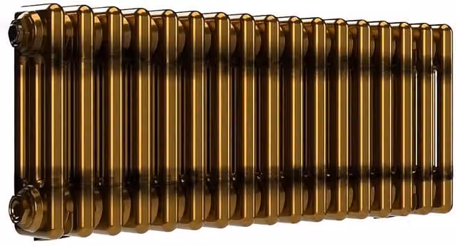 Lux Heat Horizontal Brass Lacquer Column Radiator in Gold, H 78.5 cm x W 30 cm