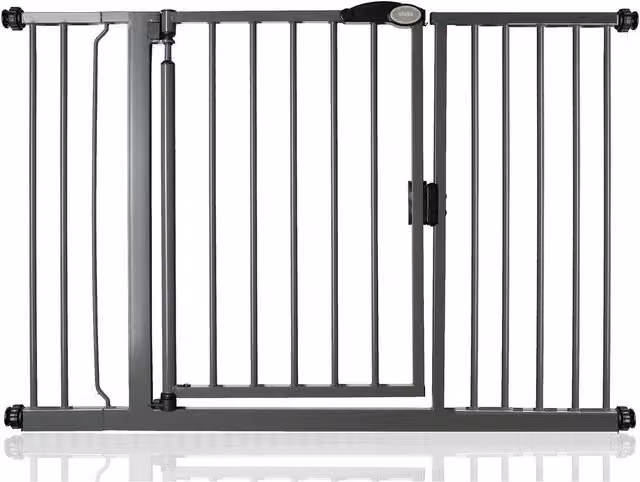 Bettacare Auto Close Stair Gate in Slate Grey, Extendable and No-Drill Swing Door, Width: 125.4 cm to 132.4 cm