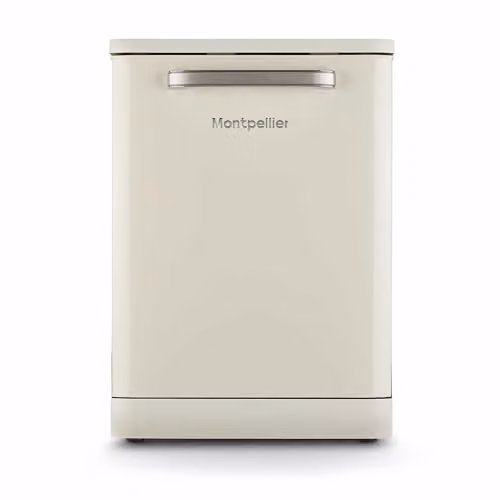 Montpellier MAB1353DC Retro Freestanding Dishwasher, Cream, 13 Place Settings, D Energy Rating