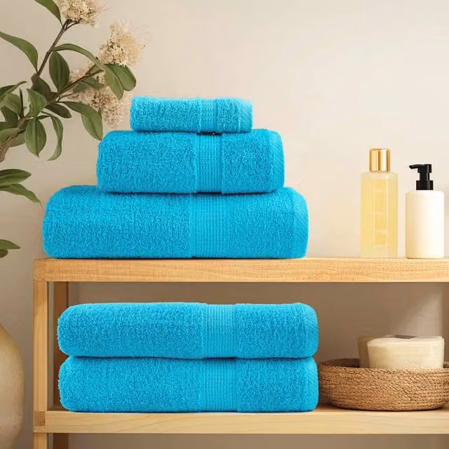 Berkfield Home SOLUND Premium Cotton Terry Towels, 4 Piece Set, Turquoise, W: 100 cm x L: 200 cm, 600 gsm