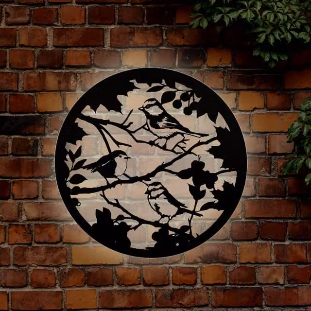 Betley Butterfly Solar LED Metal Wall Art Silhouette in Black