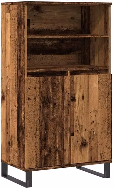 Berkfield Home Industrial Highboard in Old Wood Brown, W/D/H: 60 x 36 x 110 cm