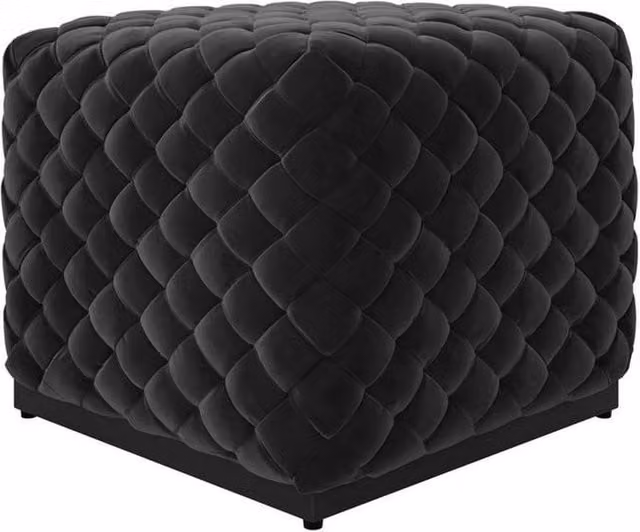 Lemon Pavilion Furniture Colline Small Black Velvet Pouffe, W: 50 cm, D: 50 cm, H: 42 cm