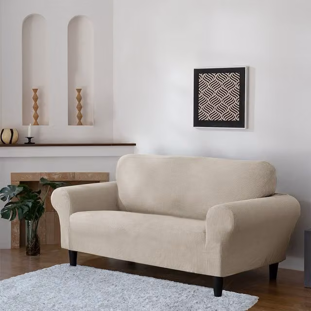 Home Republic Beige 3 Seater Stretch Sofa Cover
