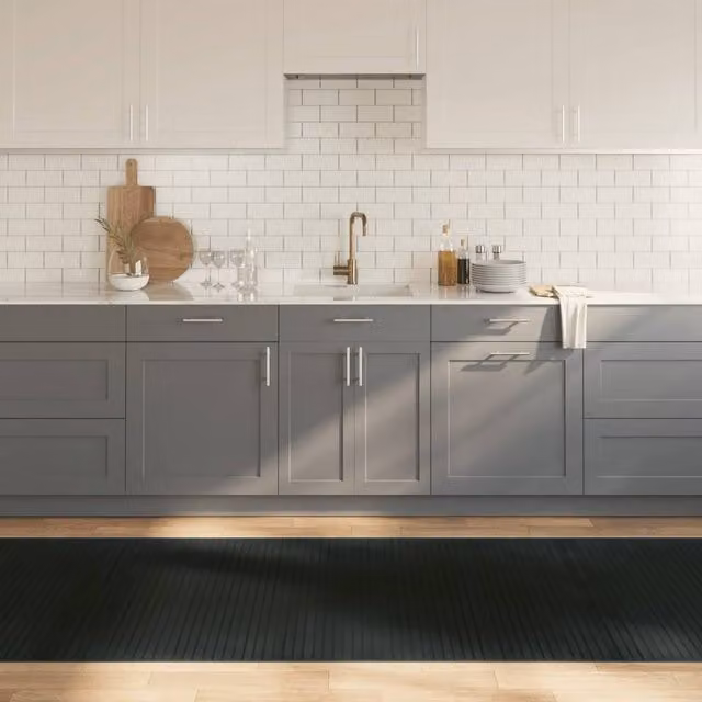 Berkfield Home Rectangular Bamboo Rug in Dark Grey, W/D/H: 100 x 1000 cm