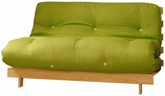 Comfy Living Lime Double 4ft6 Premium Luxury Fabric Futon Sofa Bed in Green, W/D/H: 140 x 200 cm