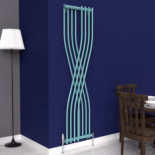 Lux Heat Xtreme Vertical Steel Wall Mounted Radiator in Green and Turquoise, H: 177.5 cm x W: 45.0 cm