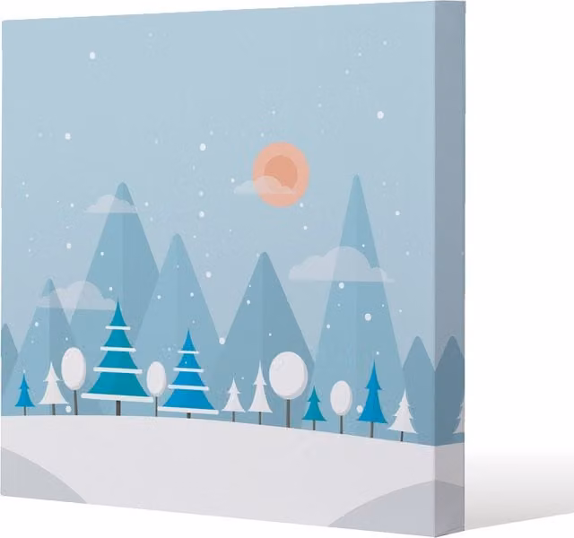 Benjamin Tate Design LTD Christmas Snow Nature Background Canvas in Blue, Width: 90 cm