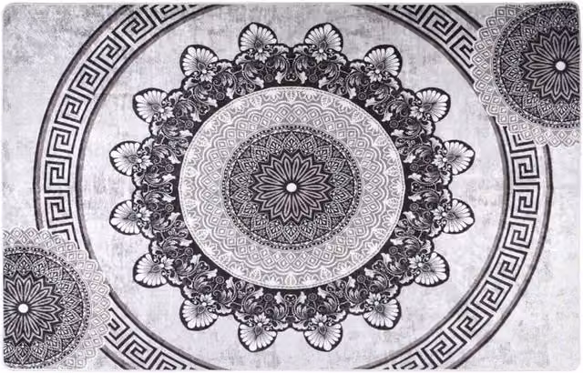 Berkfield Home Washable Round Anti Slip Ornament Rug in Multicolour, Diameter: 100 cm