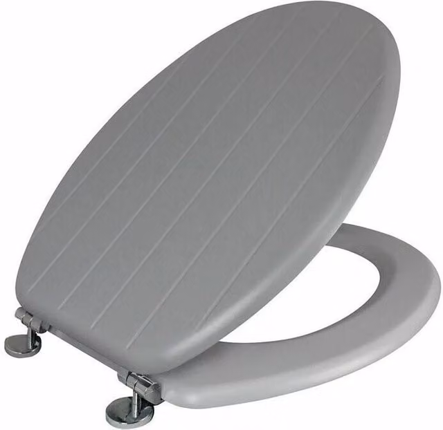 Kelvenix Oval Grey MDF Wooden Toilet Seat W: 36.5 cm, D: 50 cm, H: 45.5 cm