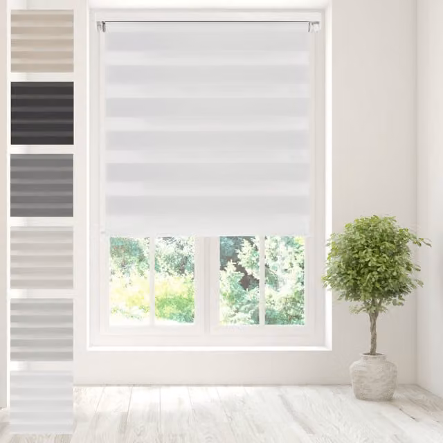 Caecus Day Night Zebra Duo Roller Blind in White, W: 110 cm, H: 160 cm