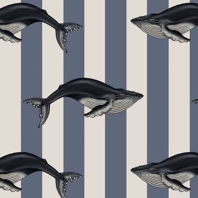 House of Hackney Baleana Striped Wallpaper in Blue