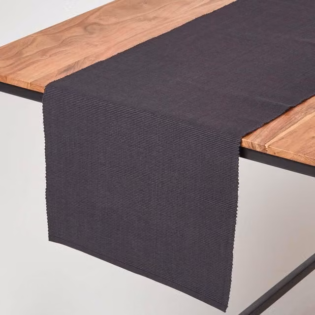 Homescapes Plain Cotton Table Runner in Black
