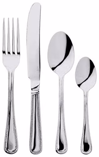 Judge Bead 24-Piece Stainless Steel Cutlery Set in Silver, Service for 6