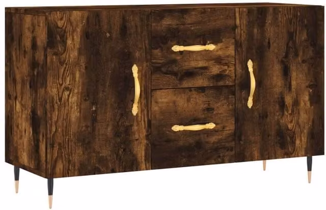 Berkfield Home Modern Smoked Oak Sideboard in Brown, W/D/H: 100 x 36 x 60 cm