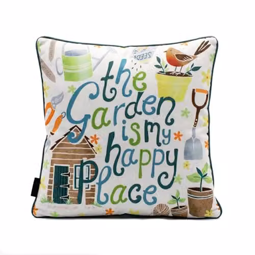 Peggy Wilkins Green Fingered Water-Resistant Square Outdoor Garden Cushion, W/D/H: 45 x 45 x 14 cm