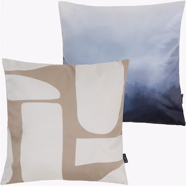 icon Set of 2 Graphic Velvet Scatter Cushions, Multicolour, W/D/H: 43 x 43 x 43 cm