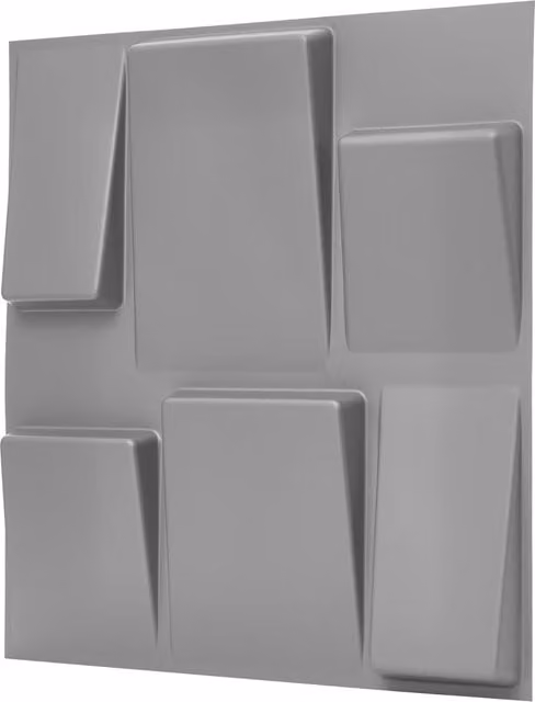 NOVECRAFTO Geometric Square 3D Wall Panels in Grey and Silver with Adhesive Included
