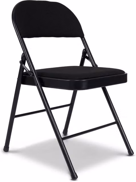 Bravich Modern Padded Folding Dining Chair in Black Fabric with Matt Metal Frame