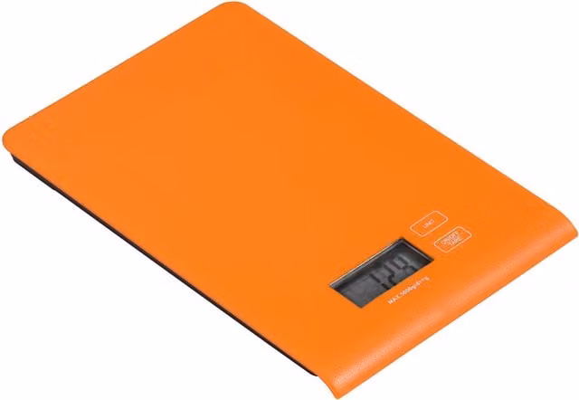 Orsina Digital Electric Kitchen Scale in Orange with Glass and Plastic Construction