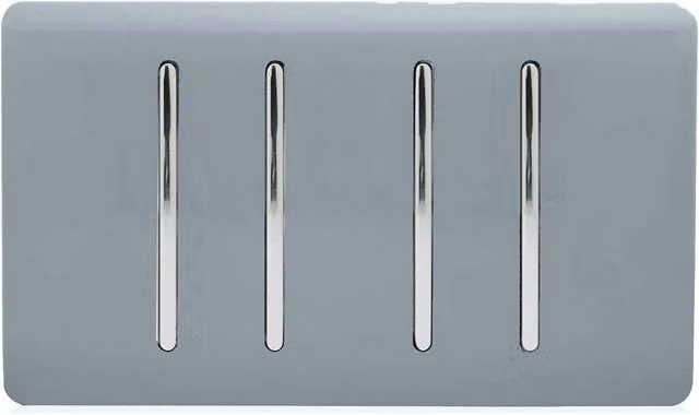 Trendi 4 Gang Flush Light Switch (1x 2 Way & 3x Intermediate) 10 Amp in Cool Grey