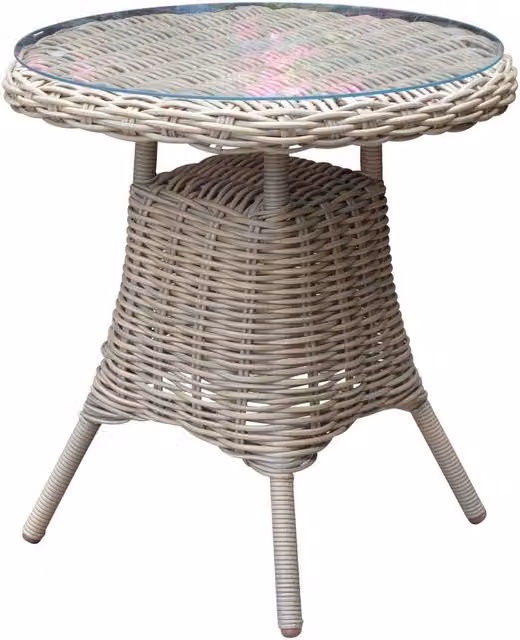 Lemon Pavilion Amalfi Collection Outdoor Bistro Table with Glass Top, Beige, W: 70 cm, D: 70 cm, H: 72 cm