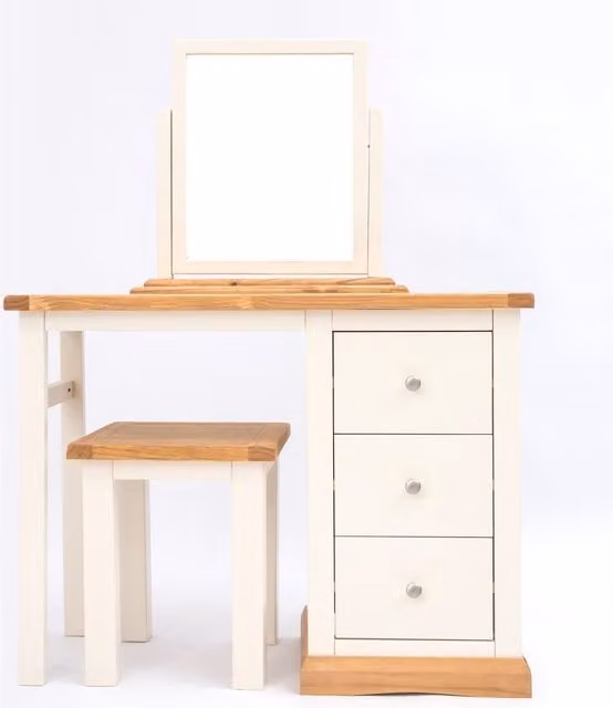 Cabinet Bits Trevi White Waxed Pine 3 Drawer Dressing Table Set