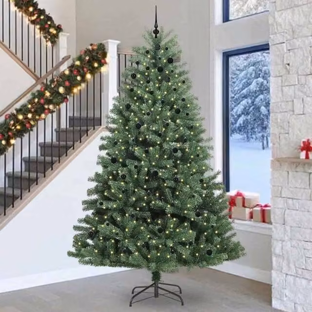 Berkfield Home Artificial Hinged Christmas Tree in Green, Height: 300 cm, PVC and Metal