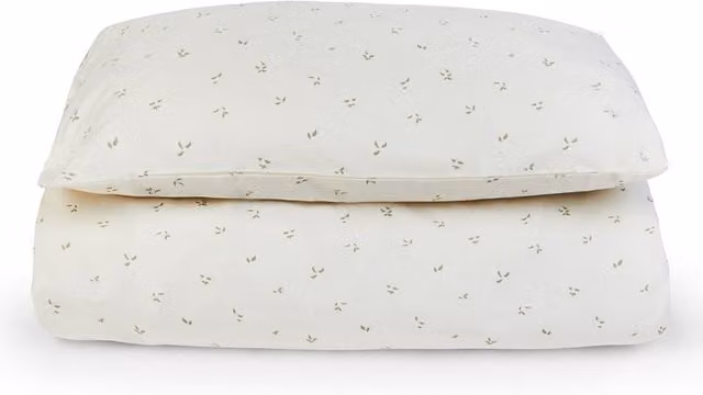 Avery Row Organic Cotton Single Bedding Set in White Floral Design, Duvet Cover 140 x 200 cm and Pillowcase 50 x 75 cm