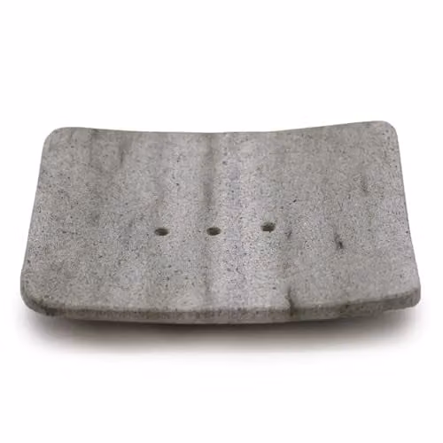 KDMD Square Ziolit Stone Soap Dish with Drainage in Grey