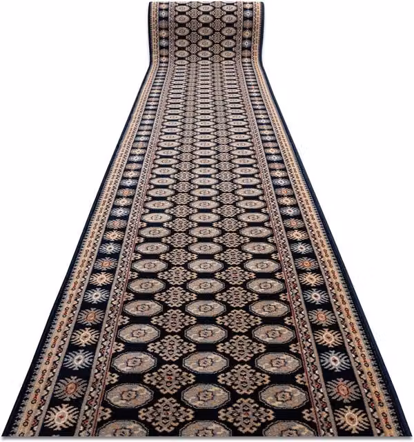 RugsX Blue Wool Oriental Boho Square Rug, W/D/H: 100 x 100 x 1 cm