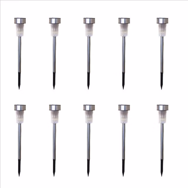 Samuel Alexander 10 Pack LED Stainless Steel Solar Garden Path Lights in White and Silver
