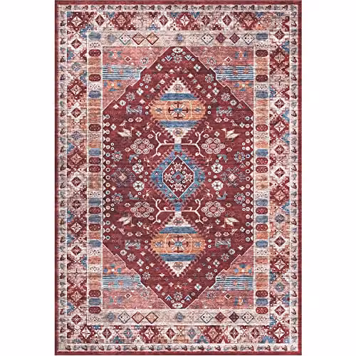 THE RUGS Atlas Collection Vintage Oriental Red Washable Non-Slip Polyamide Rug, W/D/H: 160 x 120 cm