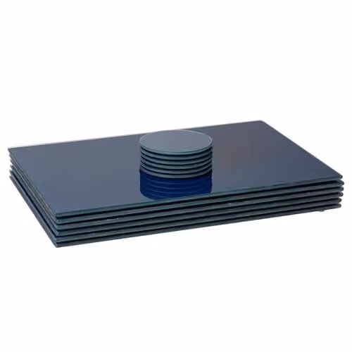 Harbour Housewares 12pc Glass Placemats and Round Coasters Set in Blue, W: 40 cm, D: 30 cm