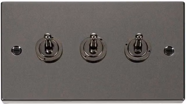 SE Home Black Nickel 3 Gang 2 Way 10AX Toggle Light Switch