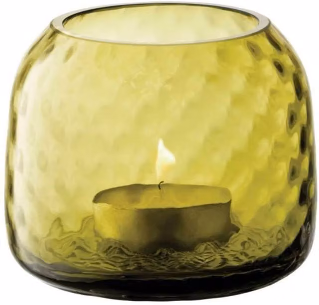 LSA Dapple Glass Tealight Holder, Green, Height: 7 cm