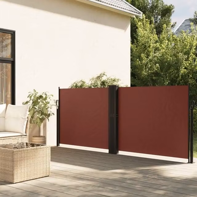 Berkfield Home Retractable Single Side Awning in Brown, Polyester, W/H: 1000 x 140 cm