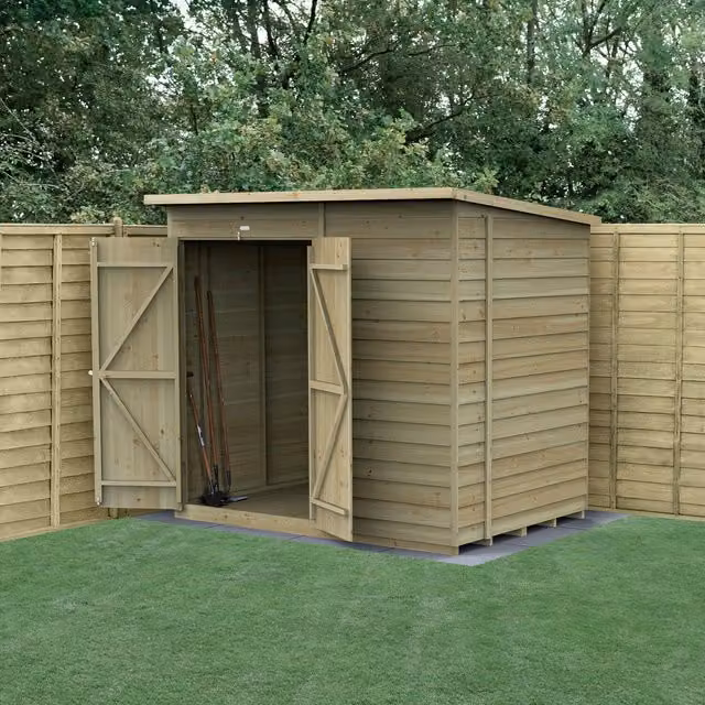 Forest Garden Pent Wood Shed in Brown, W/D/H: 213.36 x 152.4 x 152.4 cm