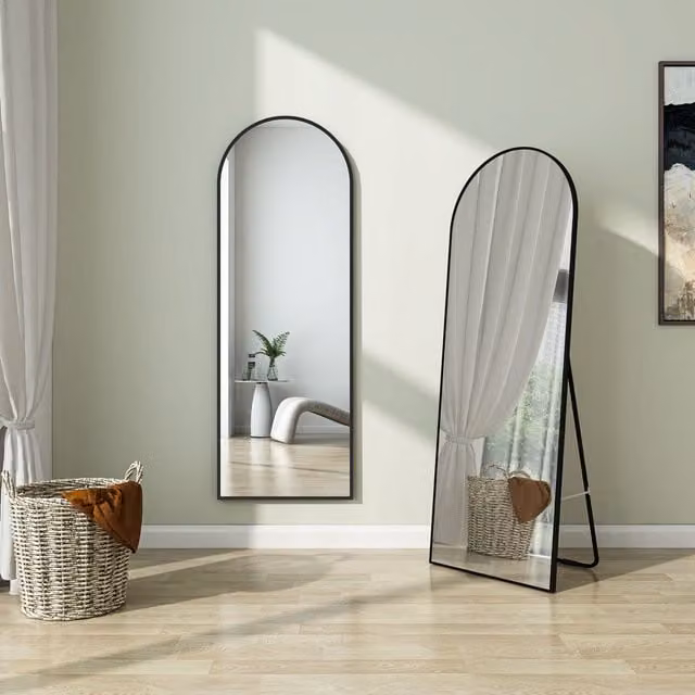AicaBathroom Modern Rectangular Full Length Wall Mirror with Black Frame, Height: 150 cm