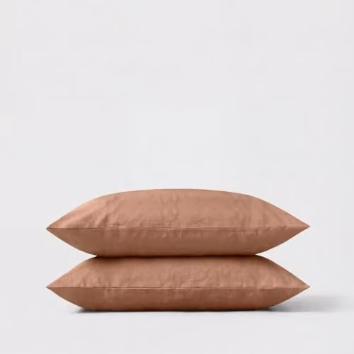Bedable 300 Thread Count Cotton Percale Pillowcase Pair in Pink or Brown
